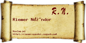 Riemer Nándor névjegykártya