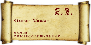 Riemer Nándor névjegykártya